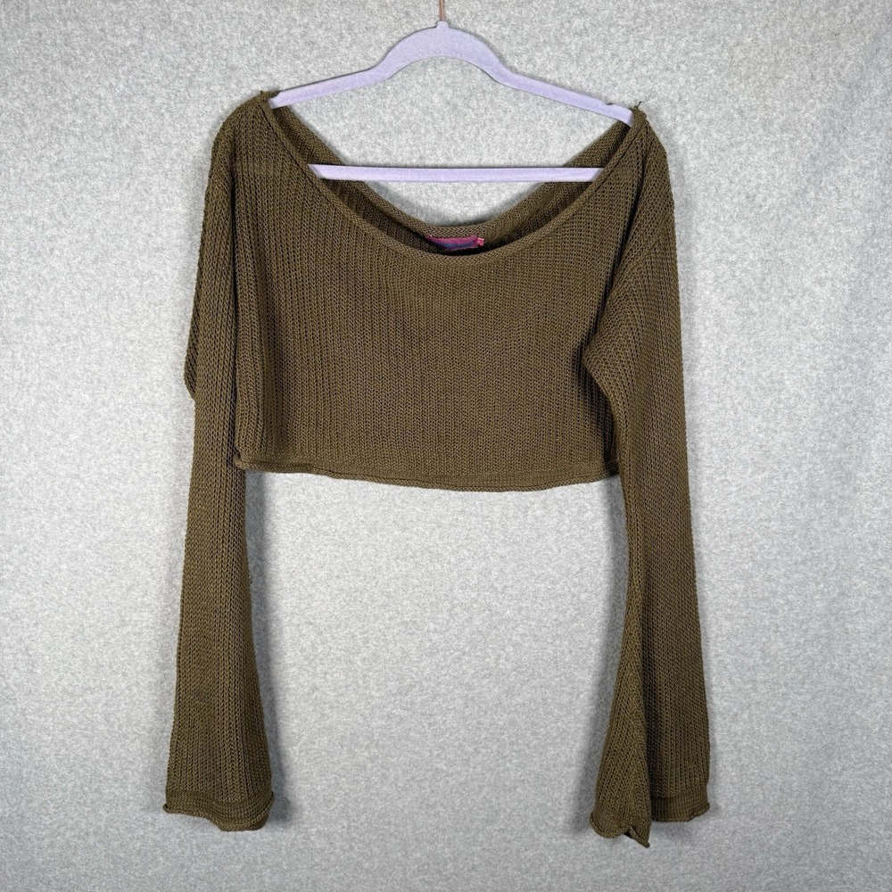 Edikted Cropped Sweater Womens XL Green Knit‎
